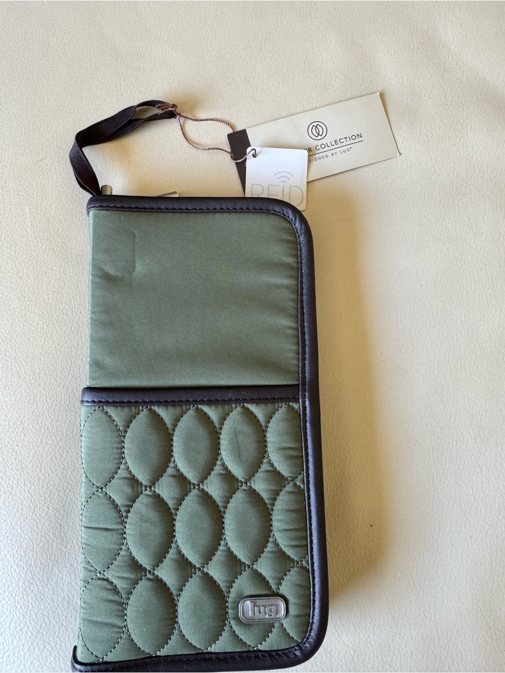 LUG Olive Green Quilted Travel Wallet- NWT